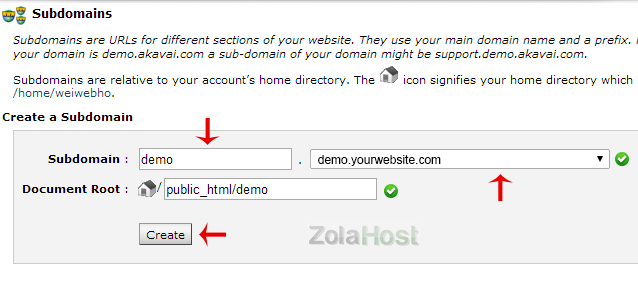 How To Create A Sub domain In Cpanel - Step 3