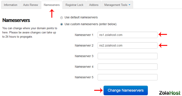 How To Change Nameserver In ZolaHost 4